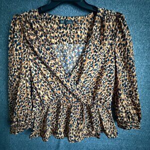 Zara TRF leopard print peplum top size S